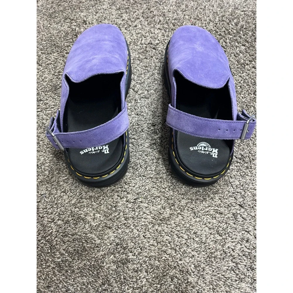 Dr Martens Zebzag Mules Mens 14 Purple Suede Leather Platform Slingback Strap